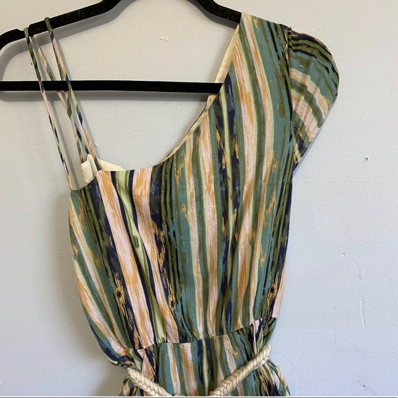 Free People One Shoulder Asymmetric Rope Belt Dress Green Size Small - Picture 2 of 4